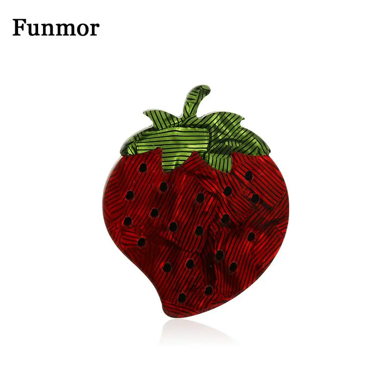 Funmor Новые Броши клубника акриловые булавки для девочек детская сумка платье
