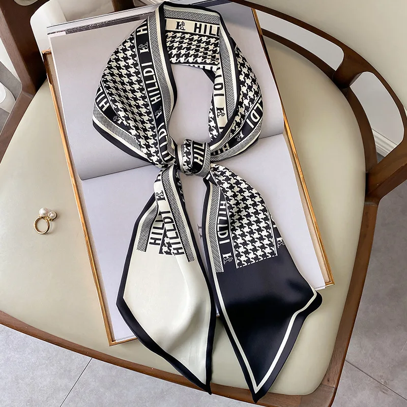 

Роскошный шелковый шарф для волос для женщин, женский галстук для волос, шарфы, повязки на голову, шейный платок, аксессуары для волос