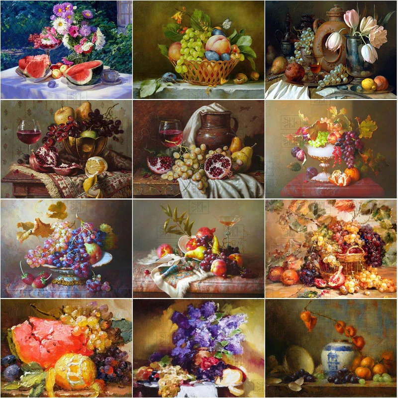 

5D Diy Diamond Painting Kits Fruit and Flowers Full Round Square Drill Wall Pictures Home Decor Unique Gift Artwork Hobby Craft