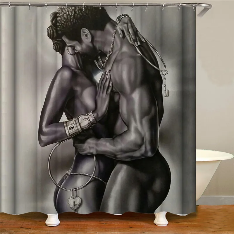 Мужская и женская пара узор душевая занавеска в комплекте полиэстер