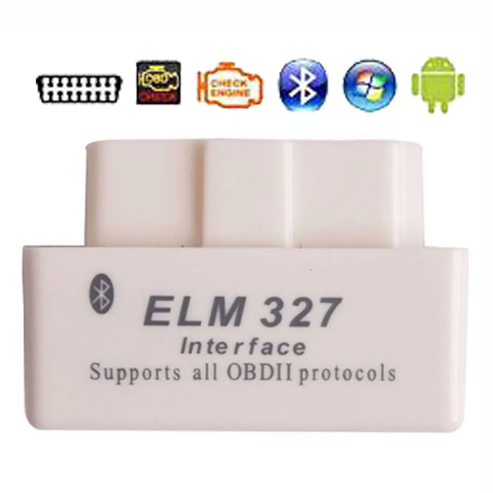 Белый OBD2 автомобильный диагностический инструмент ELM 327 Bluetooth ELM327 OBDII V2.1 v1.5 сканер