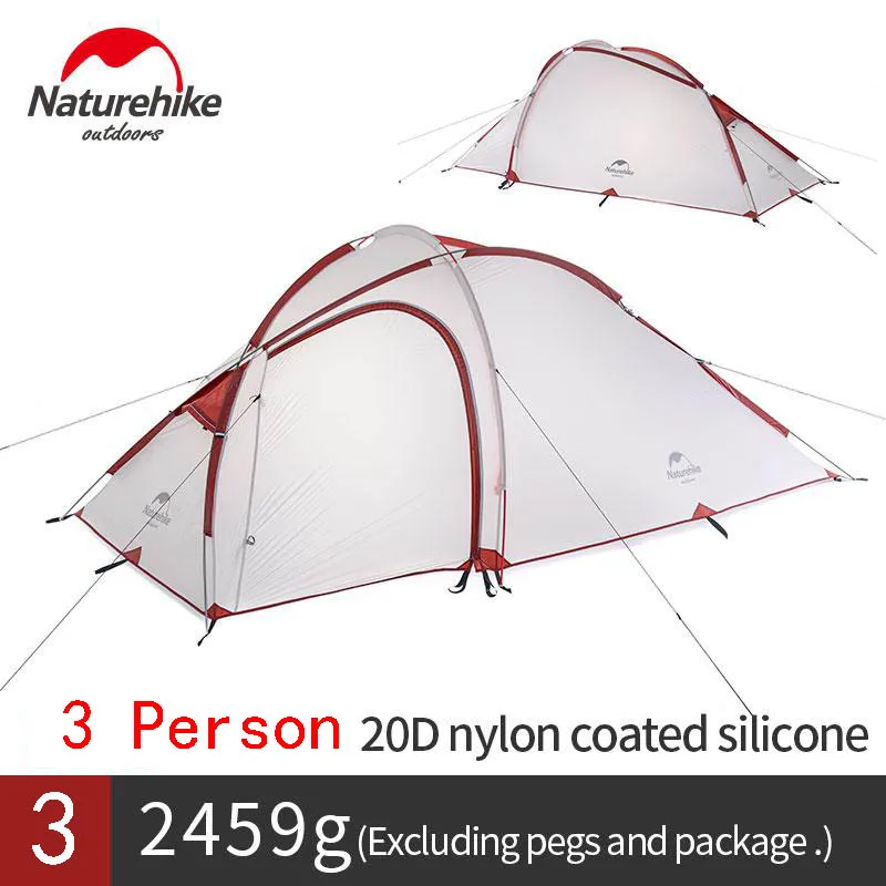 NatureHike Hiby серии Семья палатка 20D/210 т сверхлегких ткани для 3 человек с коврик NH17K230-N - Цвет: 3 Person 20D Gray