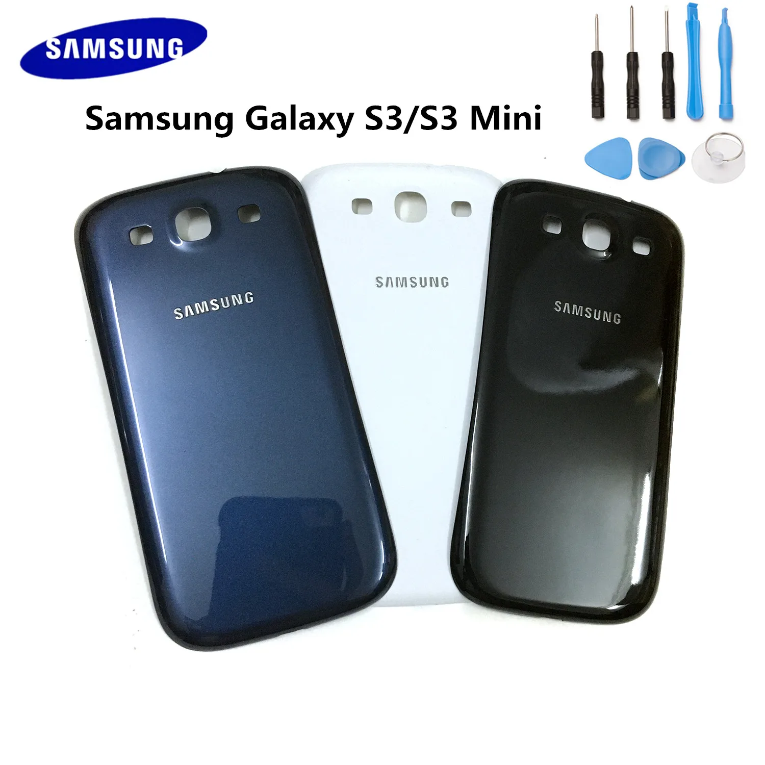 

Original Samsung Galaxy S3 i9308/i9305 S3 Mini i8190 Glass Housing Battery Back Cover Rear Door Case+Replacement Part Free Tools