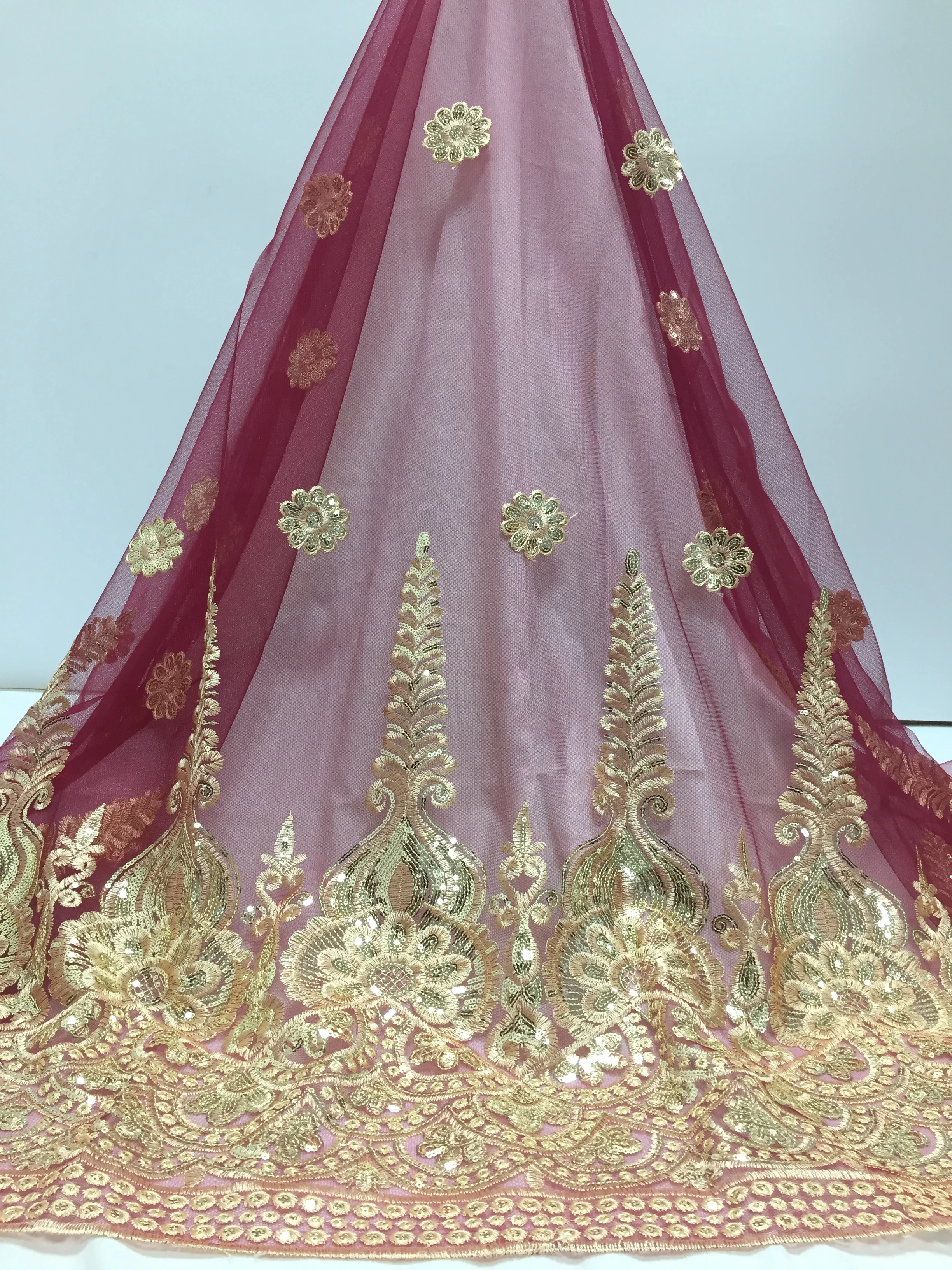 

French Party Sequins Lace Fabric Latest African tulle Lace Fabric High Quality Nigerian Lace fabric Tulle Embroidery Lace fabric