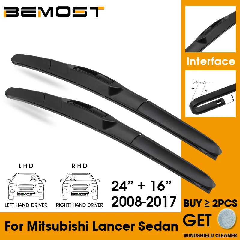 

Car Wiper Blade Front Window Windshield Rubber Silicon Refill Wipers For Mitsubishi Lancer Sedan 2008-2017 LHD / RHD 24"+16"