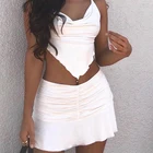 Консервативный Стиль Ruched плиссированные юбки для женщин с завышенной талией джинсы повседневное 90s мини юбка Леди Мода 2020 летняя пляжная одежда белый