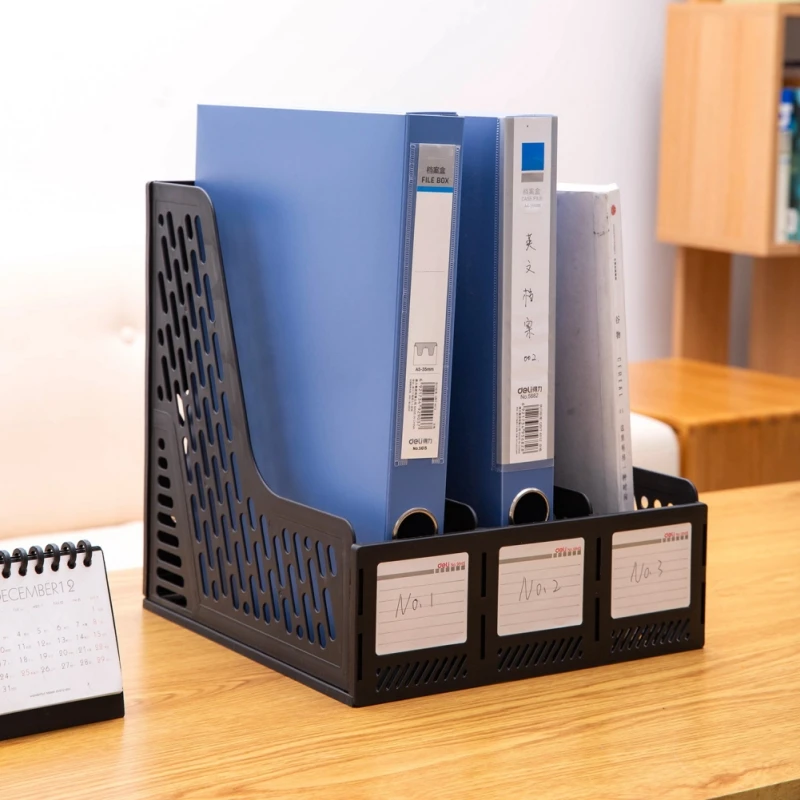 

Deli Thickened Folder Storage Box, Vertical File Rack, Bookshelf, Simple Book Stand, Desktop Office Supplies