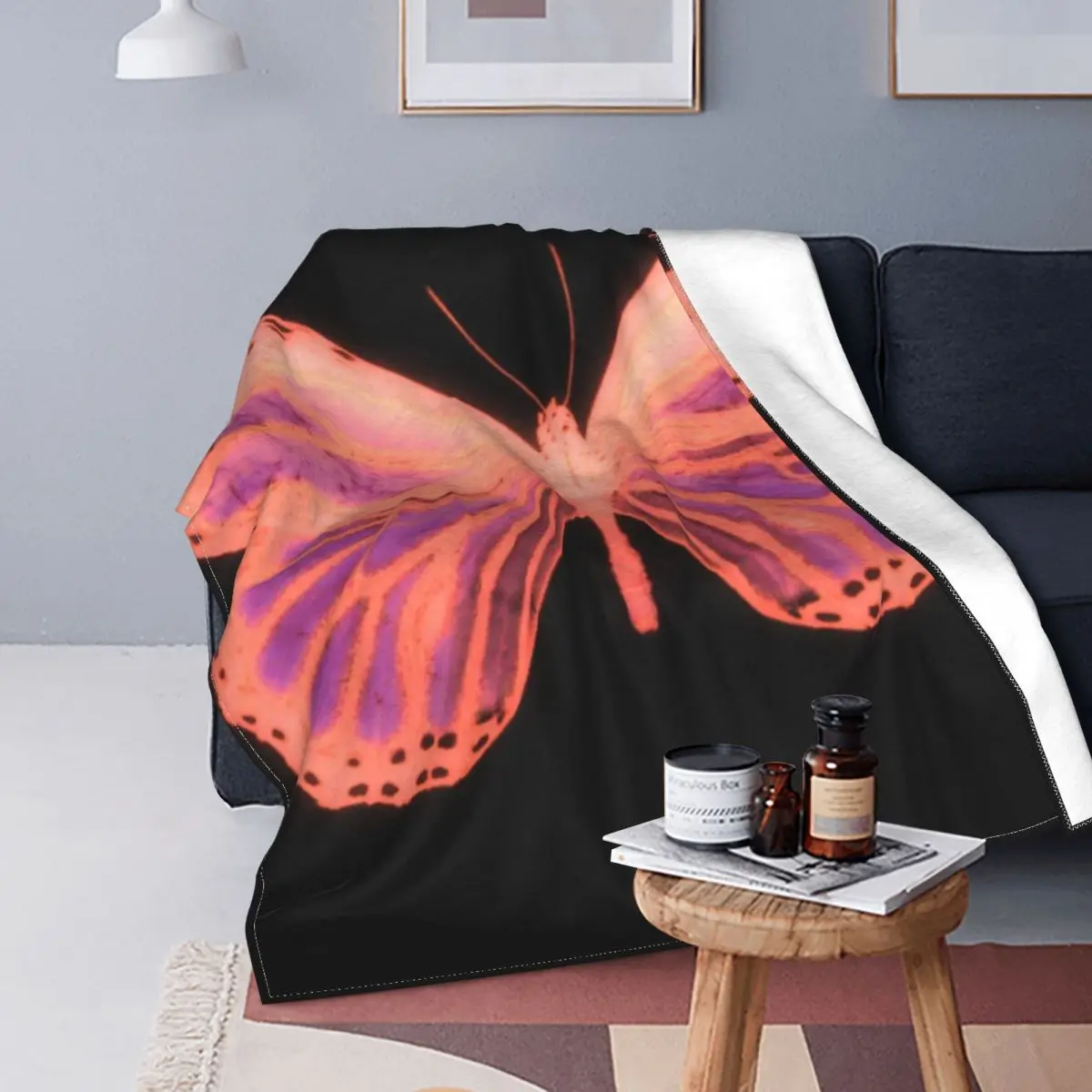 

Manta de mariposa rosa y púrpura, colcha de cama, edredón a cuadros, funda de sofá, Sudadera con capucha, mantas receptoras