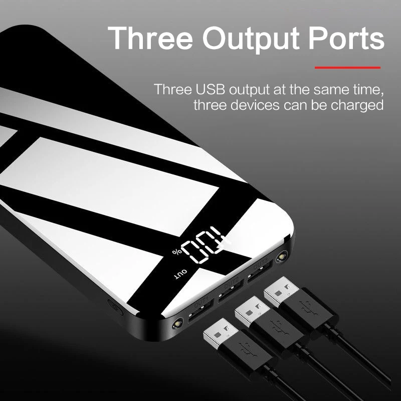 30000 мАч Power Bank портативный Быстрый портативное зарядное устройство с 3 портами