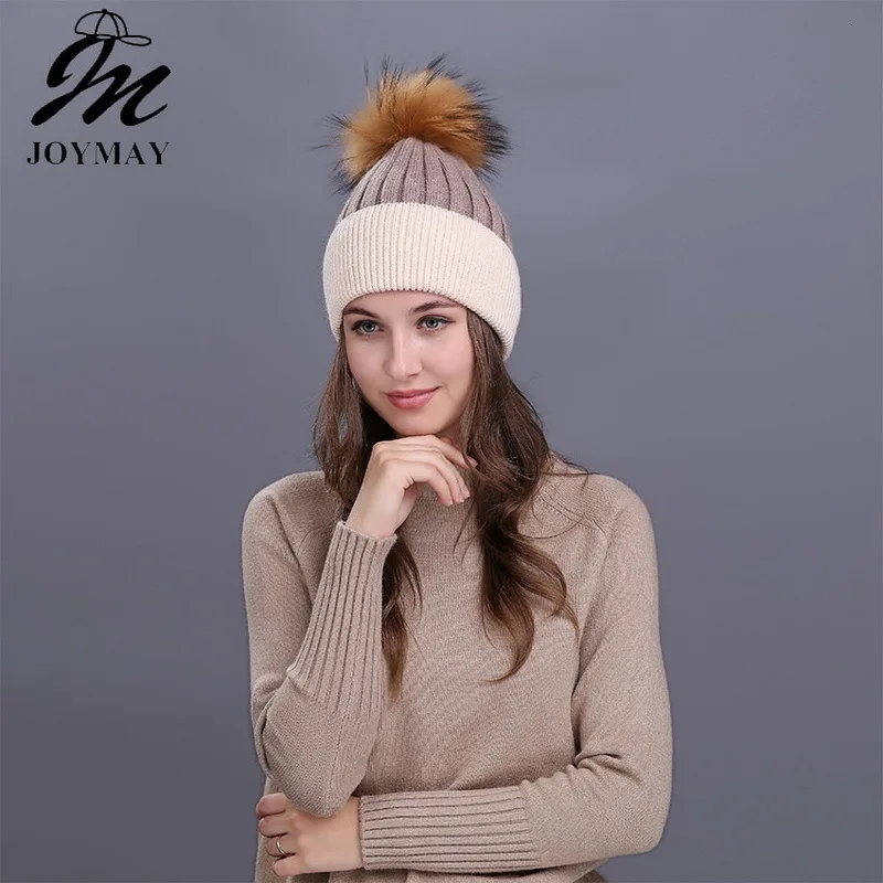 Шапка из меха кролика шапка енота вязаная W224|Женские Skullies и шапочки| |