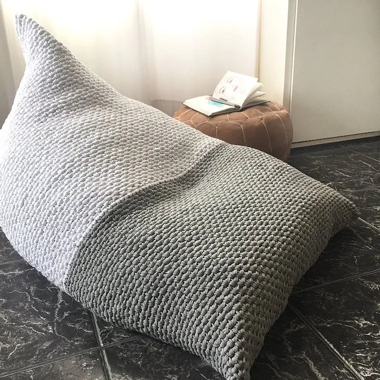 

Adult Knit Bean Bag Chair Handmade Living Room Sofa Loungue Daybed Floor Cushion