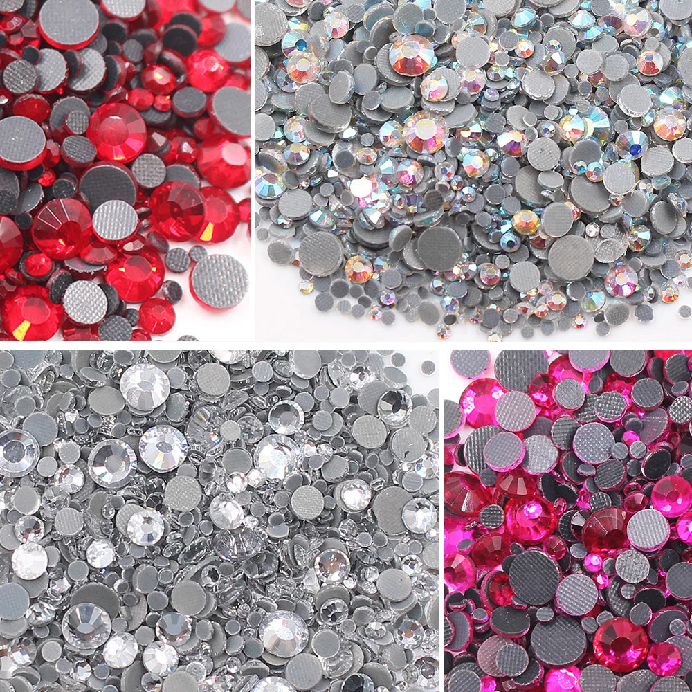 

Fabric Hotfix Rhinestones 1000pcs-2500pcs Mix Size Stones Glitter Crystals Strass Beads Glue On Rhinestones for Clothes Gems