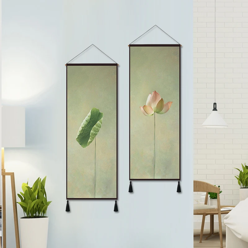 New Chinese Living Room Decorative Painting Lotus Tapestry Background Wall Hanging Cloth | Дом и сад