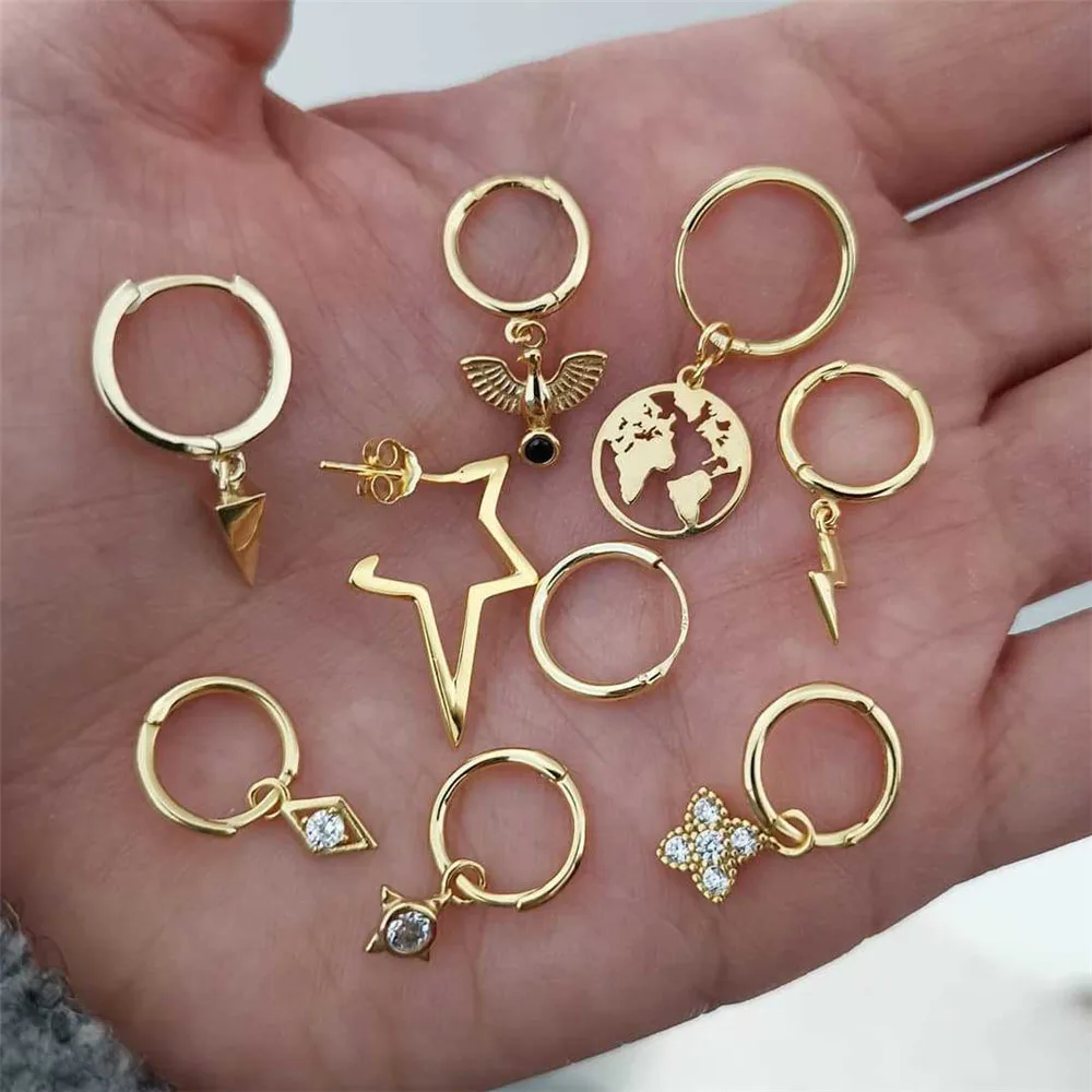 Серьги-гвоздики MLING из золотого сплава с кристаллами модные серьги молниевыми