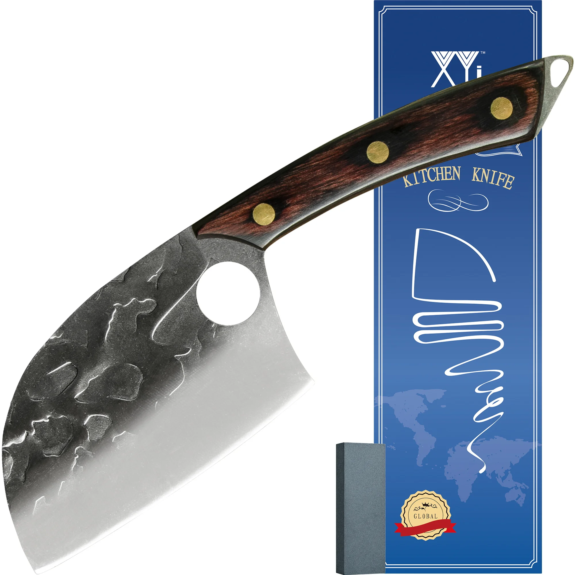 

Подарочный нож из нержавеющей стали, кухонные уличные Ножи-кливеры, инструмент, полностью деревянная ручка Тан, 4,5 дюйма, маленький нож мясн...