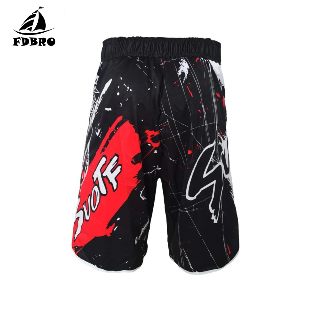 Шорты для тренировок FDBRO Black Boxing Skull Motion Picture из хлопка свободного размера для кикбоксинга, муай тай и ММА.