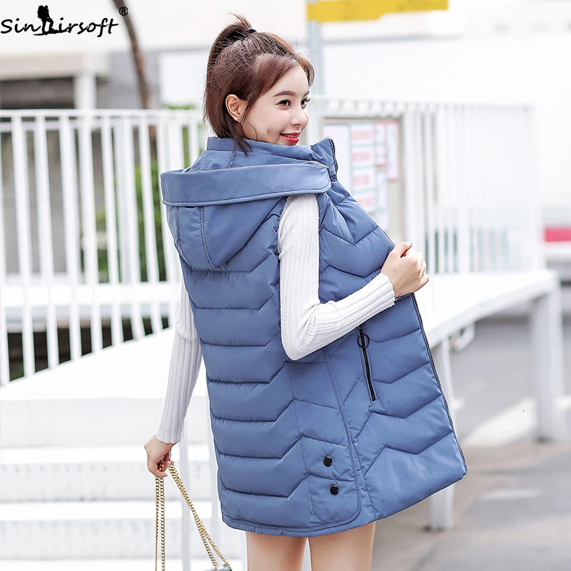 2019 Autumn And Winter New Fashion Slim Cotton Down Jacket Gilet Women Casual Wild Light Multi-color Hooded Girl Vest Tide |