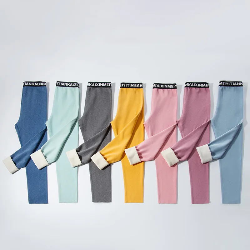 

Children Pajama Bottoms Warm Cotton Autumn Winter Boys Girls House Wear Pants Kids Trousers Candy Color 100-170cm Sleepwear Soft