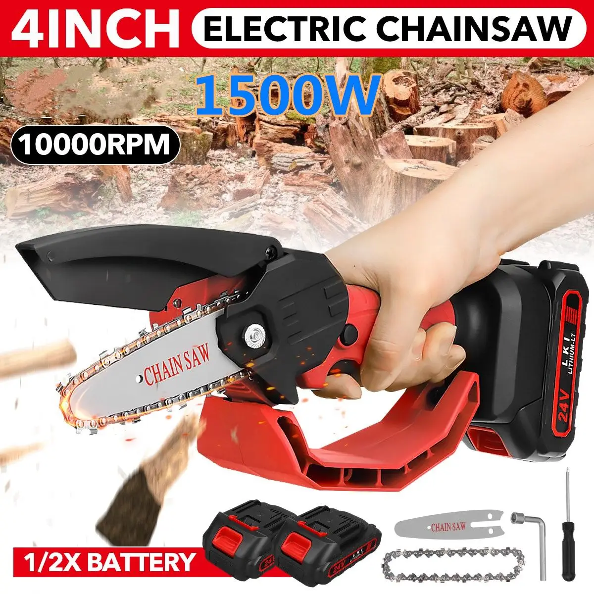 

1500W Electric Chain Saw 4 Inch Brushless Motor Electric Chainsaw Woodworking Power Tool Cordless saw For Makita battery