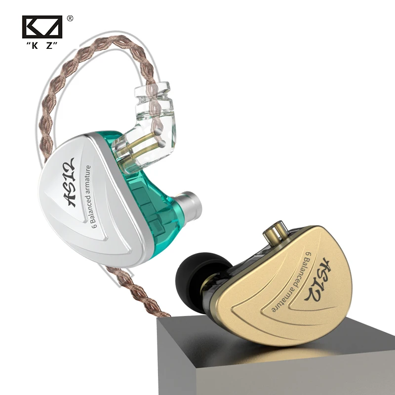Наушники вкладыши KZ AS12 6BA HIFI наушники с монитором шумоподавление ZSX AS16 AS10 AS06 ZS10 PRO