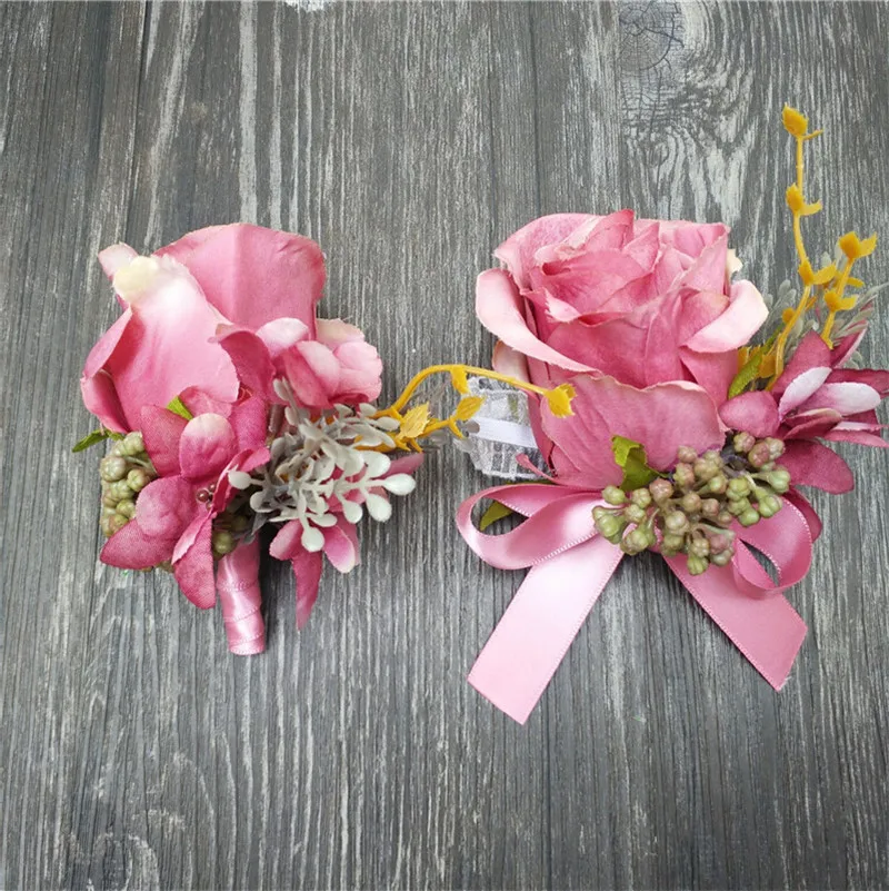 Жених бутоньерка мужской костюм булавка женская свадебная на запястье цветок из