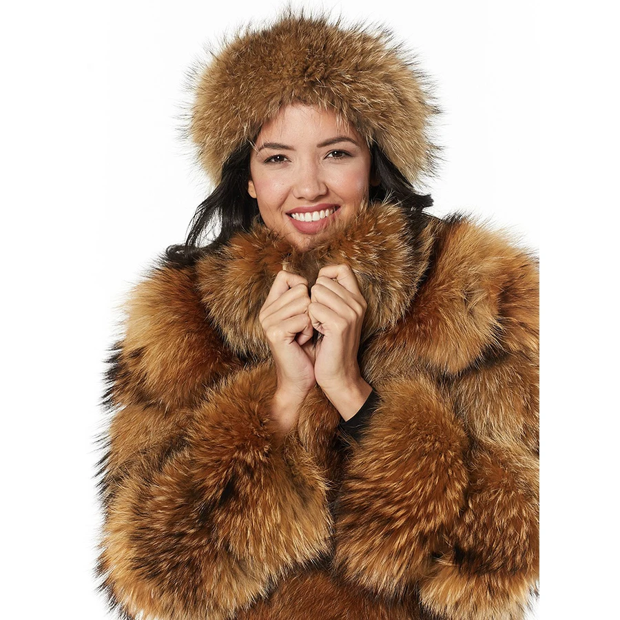 

Зимнее меховое пальто, куртка, женская верхняя одежда из натурального меха енота, плюшевое модное пальто с воротником-стойкой