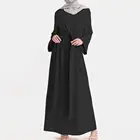 Женское платье-макси с длинным рукавом и круглым вырезом, однотонное