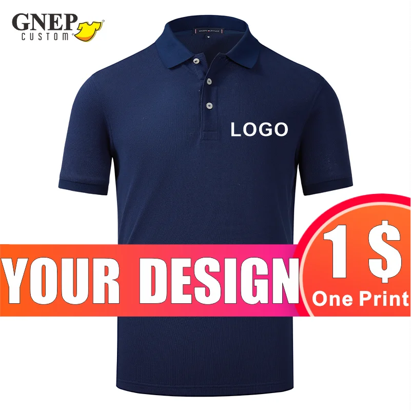 Мужская и Женская Повседневная рубашка-поло GNEP из 100% хлопка сделанная на заказ