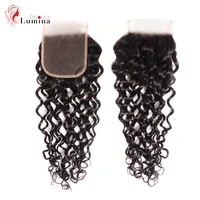 water wave 4x4 lace closure with baby hair brazilian remy human hair closure natural color 8 24 inches transparent lace closure