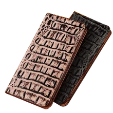 Crocodile Grain Genuine Leather Magnetic Mobile Phone Case Card Holster For Umidigi Bison X10 Pro/Umidigi Bison X10 Phone Bag