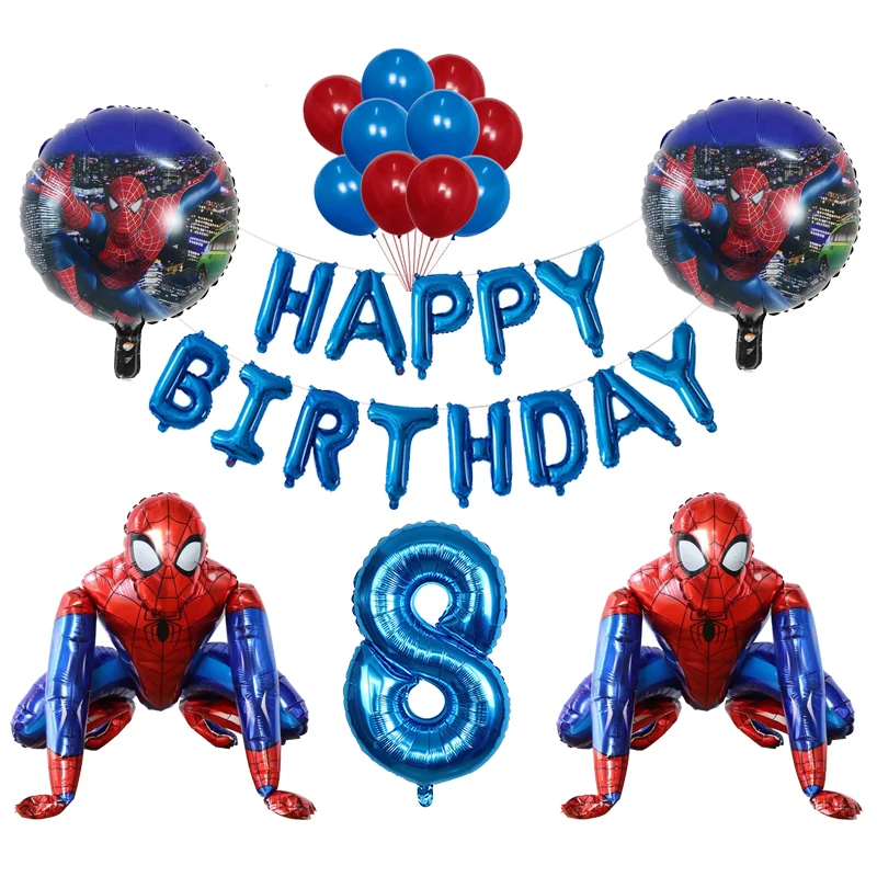Globo de aluminio 3D de superh&eacute;roes para ni&ntilde;os, decoraci&oacute;n de fiesta de cumplea&ntilde;os de spiderman, juguete para baby shower, accesorios para fotos-4