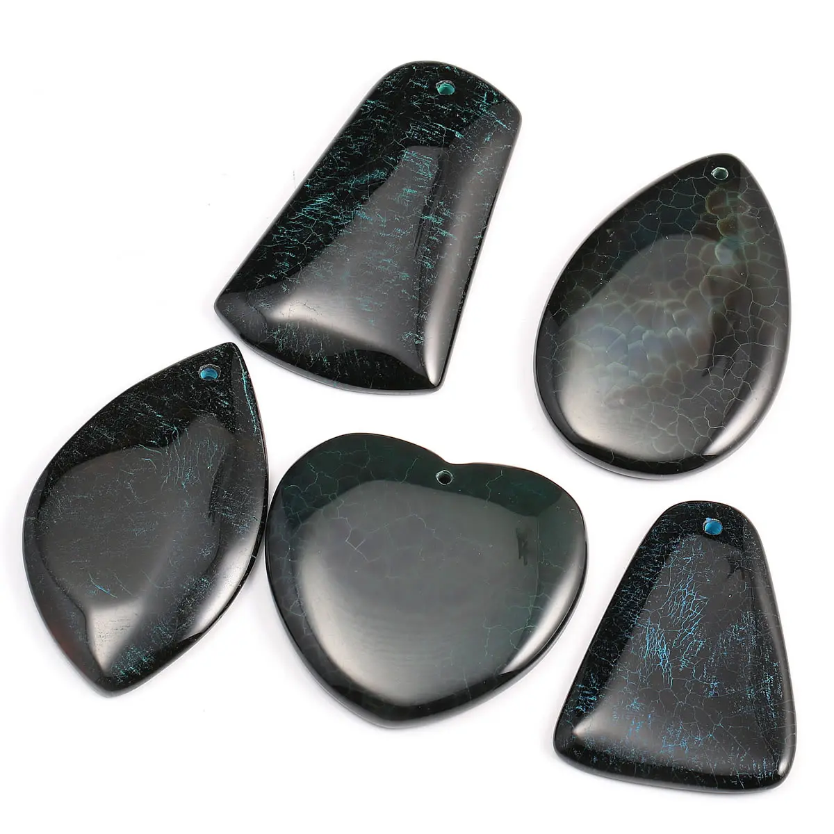 

5pcs / Lot Black Dragon Pattern Agates Pendant Reiki Healing Natural Stone Meditation Amulet DIY Jewelry Natural Stone Charms