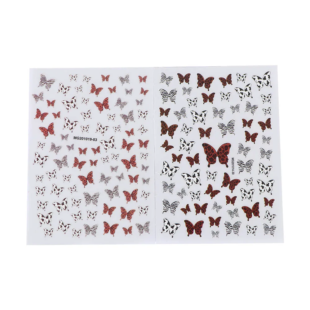 

Новинка 2021, самоклеящиеся наклейки для ногтей в богемном стиле с изображением леопарда и бабочки, стикеры 3D на ногти Nail Art, украшения, аксесс...