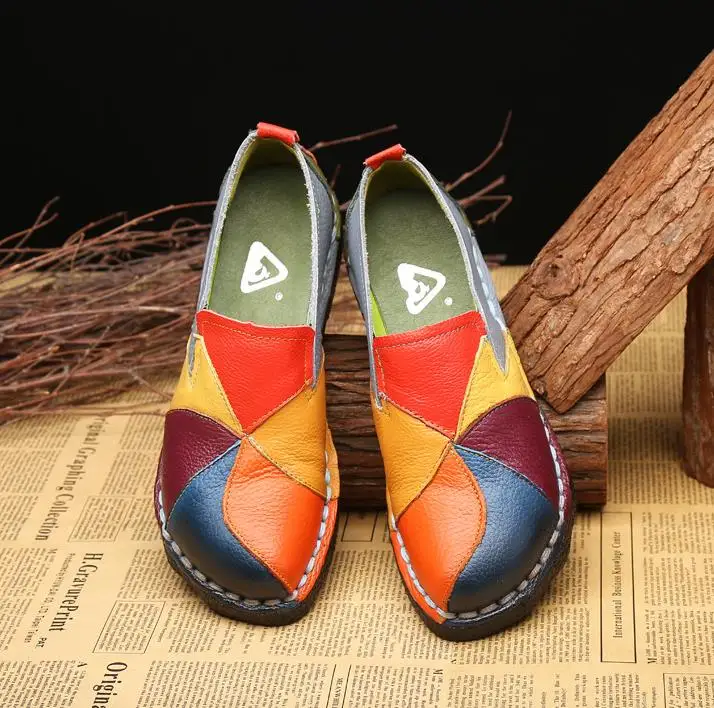 Женская обувь Женские туфли Плоские для мамы Лоферы из натуральной коровьей кожи