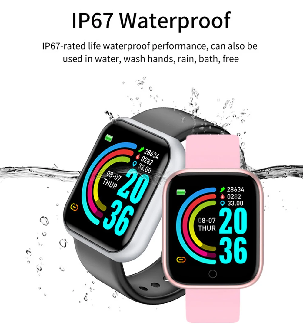 

Y68/ D20 New Smart Watch Men/Women Life Waterproof Fitness Tracker Heart Rate Monitor Blood Pressure Smartwatch For IOS Android