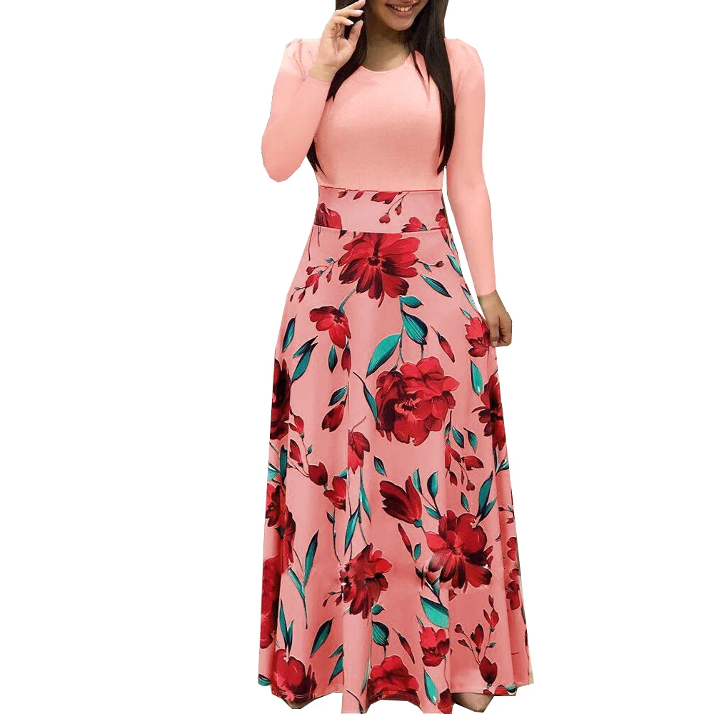 Style 2 Light Pink Повседневное летнее платье макси с богемным принтом размера плюс, женское платье в стиле бохо, Элегантное Длинное пляжное платье 5XL - Цвет: Style 2 Light Pink