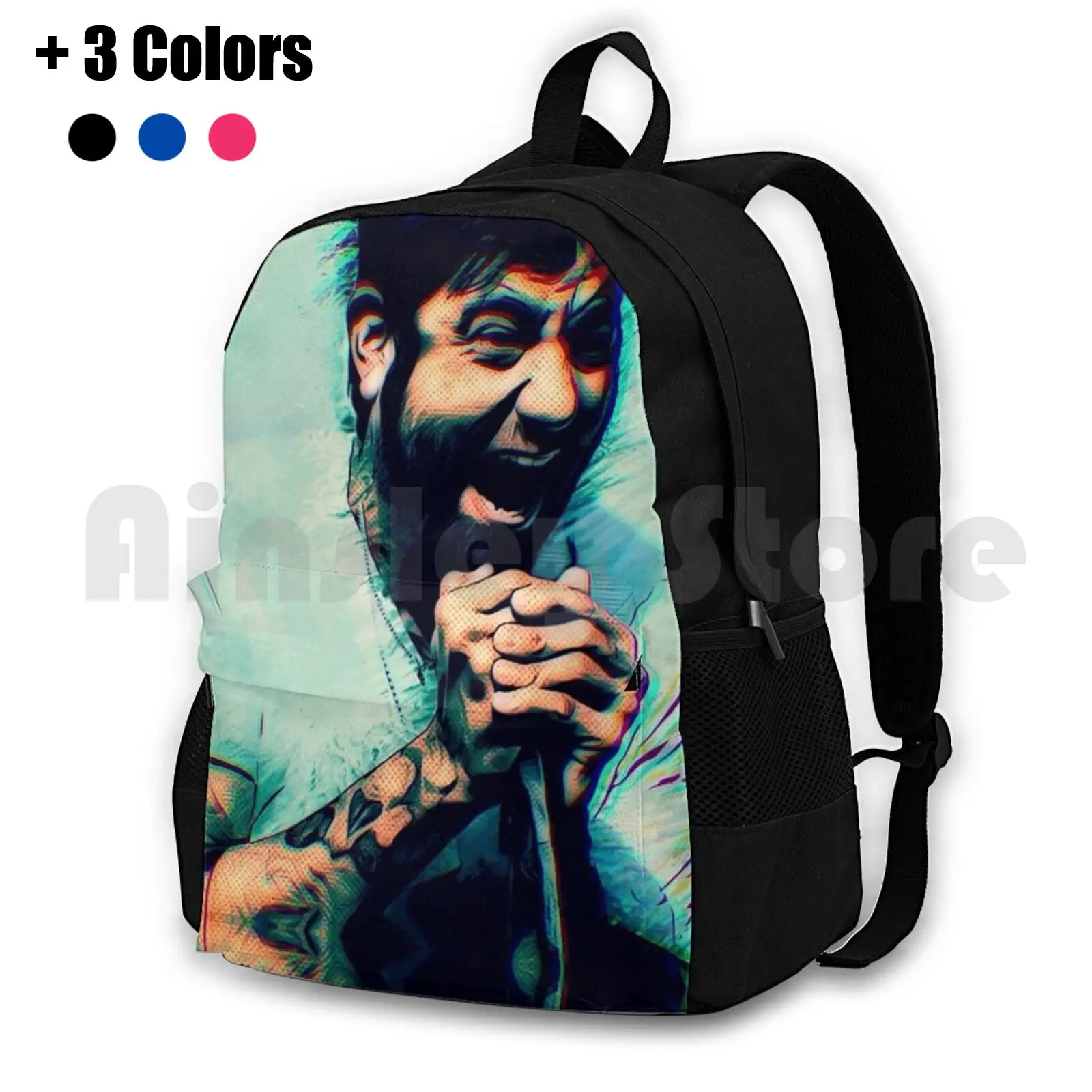 

Chino Outdoor Hiking Backpack Riding Climbing Sports Bag Chino Def Metal Band Glitch Popular Culture Moreno Tones Graphic