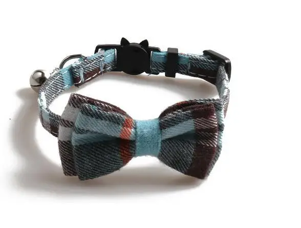 

Pet Cat Collar Bowknot Bells Cute Safety Breakaway Adjustable for Dogs Kittens Collars Necklace Cloth