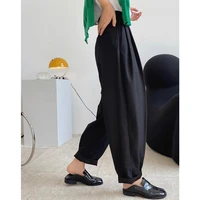 spring and summer new simple fashionable design high waist radish suit pants loose slim fit wide leg pants women