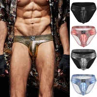 jockmail 2020 new bikini sexy briefs men underwear 3pcs lot faux leather breathable string jockstrp gay men underwear
