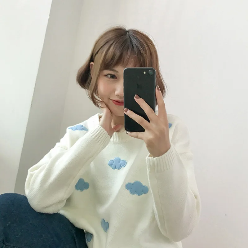 

Kawaii Women's Sweater Japanese Harajuku Wild College Wind Sweaters Women 2021 Korean Ulzzang Vintage Cute Punk Pullover Jumper