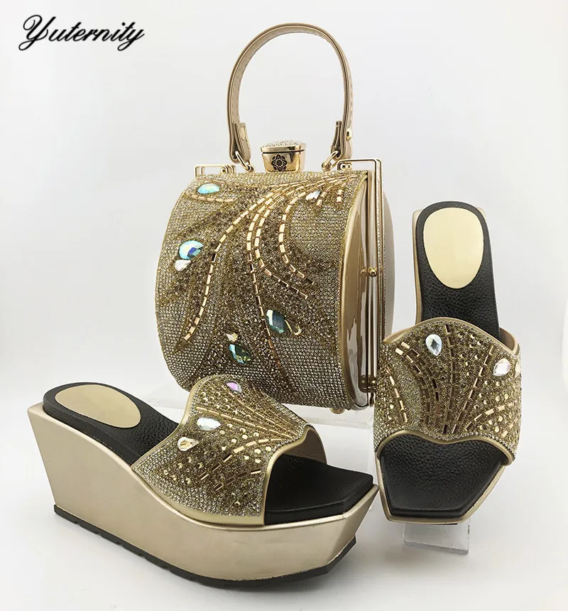 

Hot Sale Italian Elegant PU Shoes And HandBags Set 2020 Newest African PU Leather High Heels Shoes And Bags Set For Woman