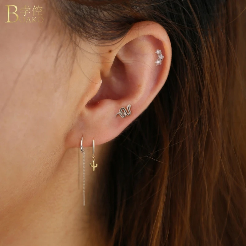 

Boako S925 Sterling Silver Drop Earrings For Women INS Luxury Charms CZ Zircon Star Dangle Earring Fine Jewelry pendientes 2021