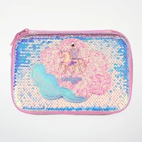 smiggle kawaii pencil case sequins unicorn nakeup mirror pen box for girl school supplies office lovely plus luxury cosmetic bag