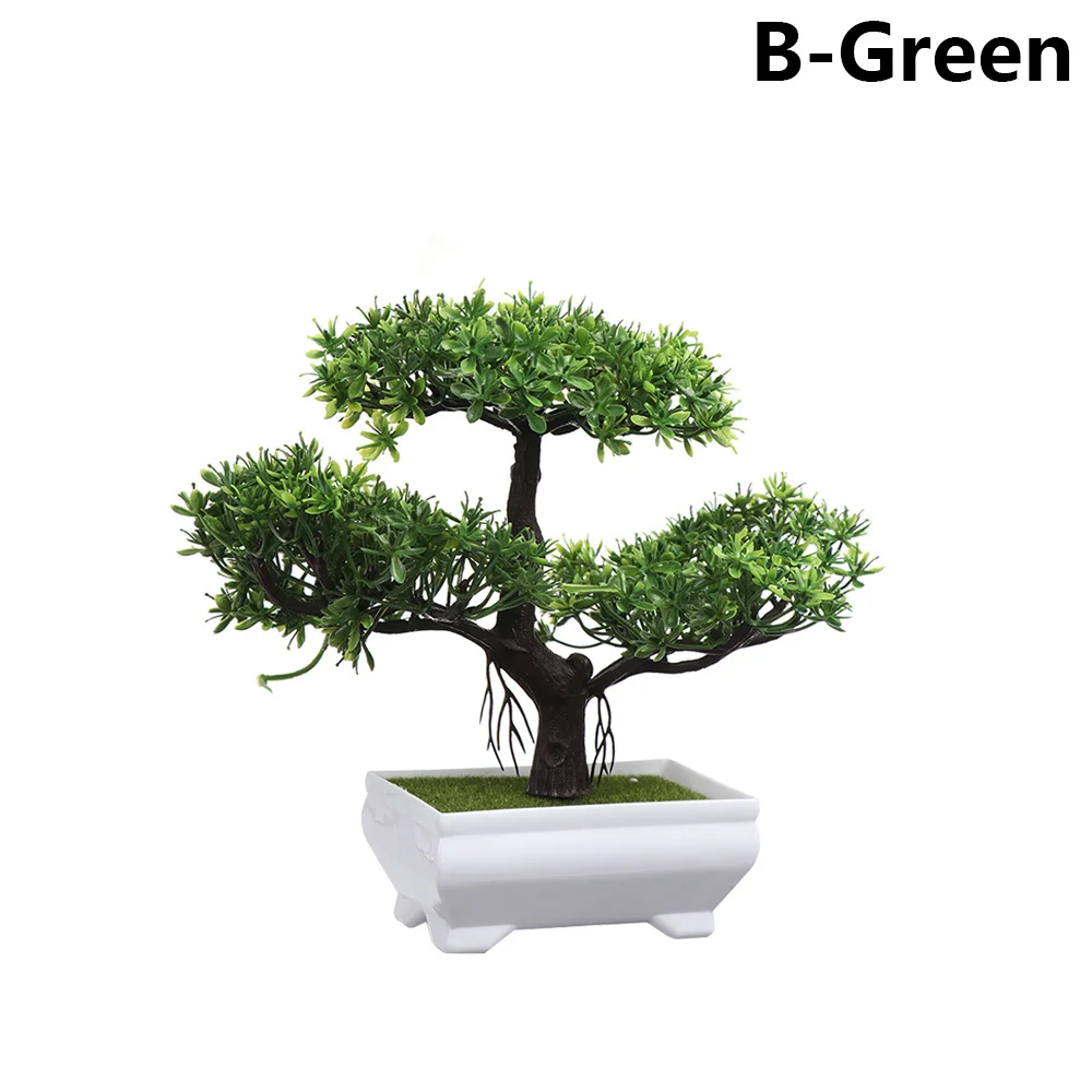 B-Green 1 комплект искусственный пластиковый бонсай заменитель пены в горшке реалистичные растения Настольный орнамент топиарная сосновая дерево украшение для дома ремесла - Цвет: B-Green