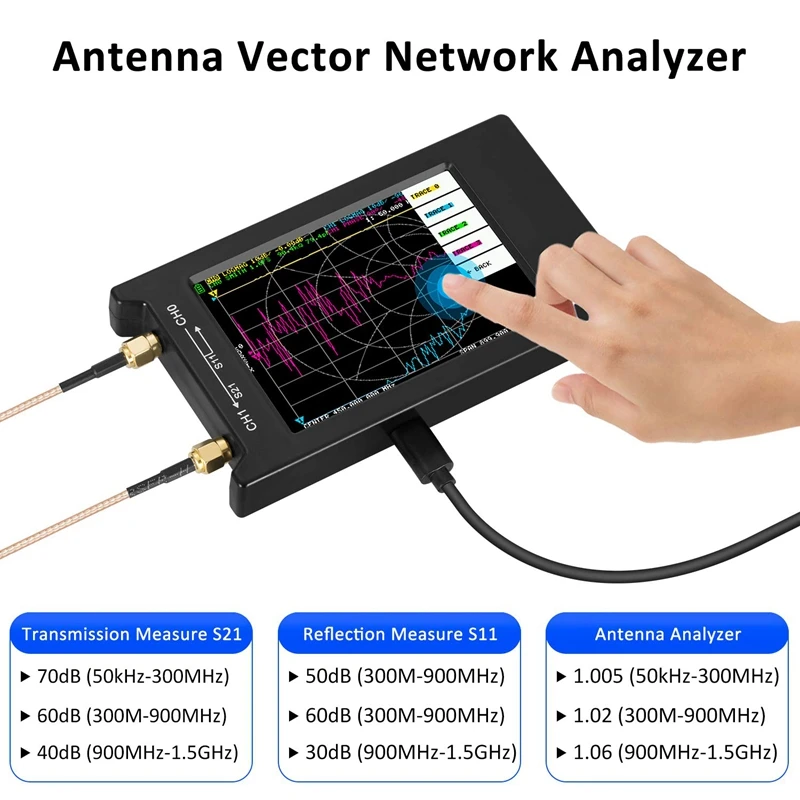 Векторный анализатор сетевой антенны NanoVNA H H4 50 кГц ~ 1 5 ГГц 2 8 дюймов LCDHF VHF UHF UV +