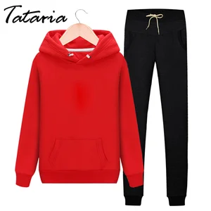 Женский спортивный костюм, комплект из 2 предметов, толстовка с капюшоном и штаны для женщин, комплект из двух предметов, Повседневные базовые штаны-шаровары, Толстовка для женщин