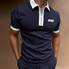Рубашка-поло мужская с отложным воротником, модная повседневная в стиле пэчворк, на молнии, уличная одежда в стиле Харадзюку, лето 2021