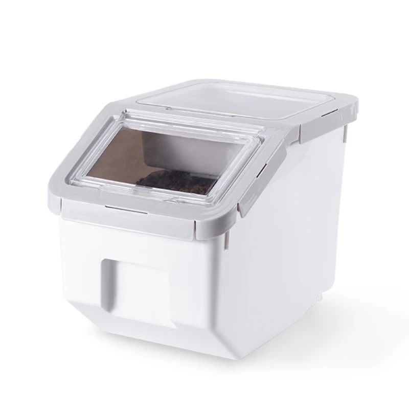 

Контейнер для хранения риса, герметичный пластиковый контейнер с мерной чашкой и колесами, герметичная закрывающаяся крышка, коробка для х...