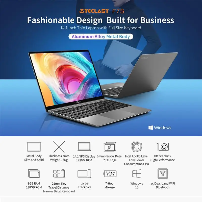 Teclast F7S ноутбук 14 1 &quot8 Гб Оперативная память 128 ГБ памяти на носителе EMMC Intel Celeron N3350